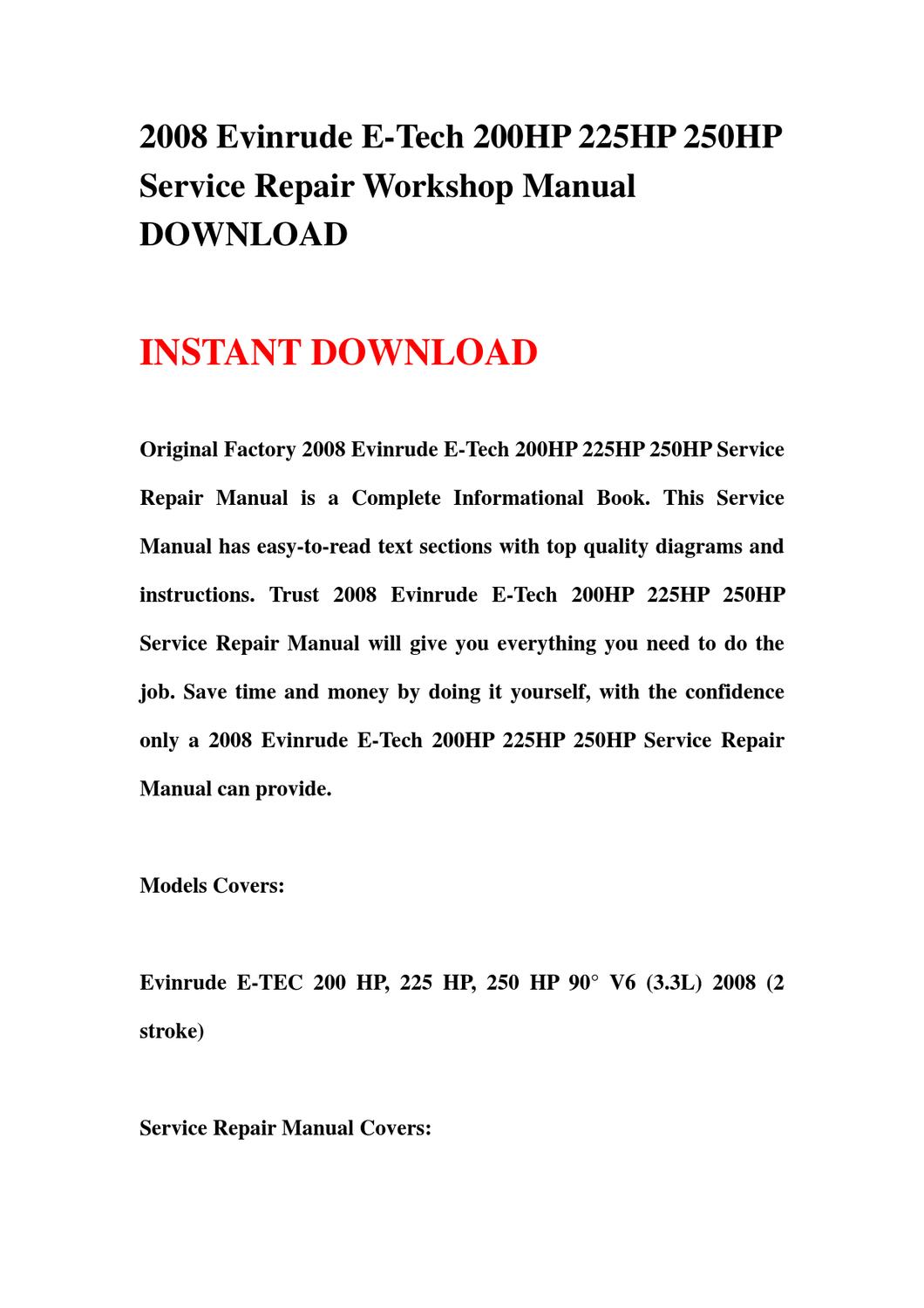 Free Evinrude Service Manual Download